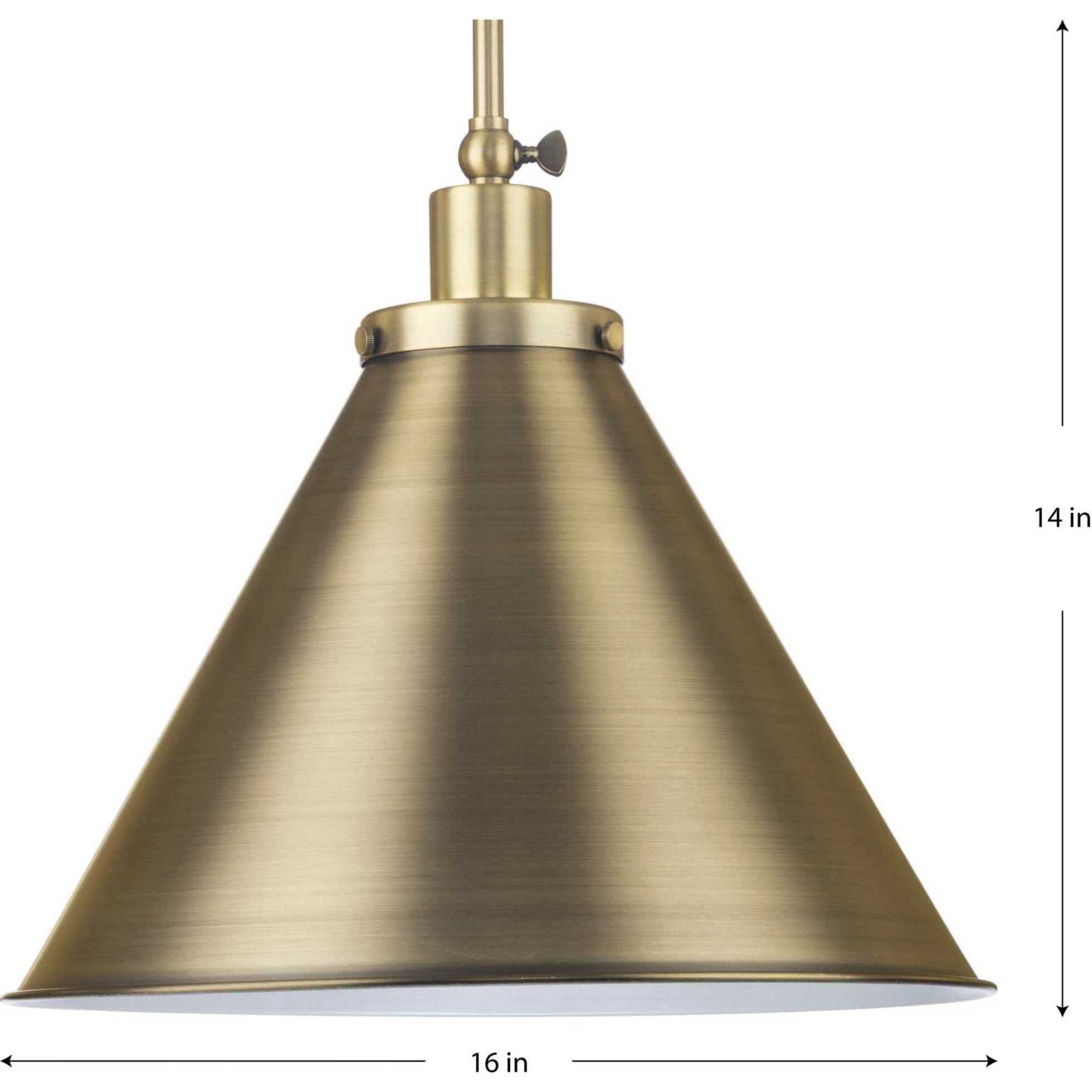 Hinton 1 Light 16 inch Vintage Brass Pendant Ceiling Light