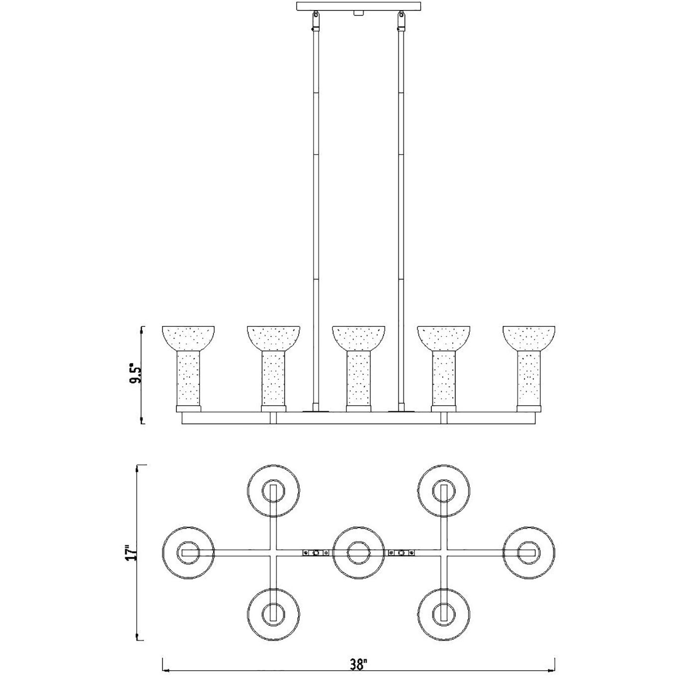 Nova 7 Light 38 inch Matte Black Island Light Ceiling Light
