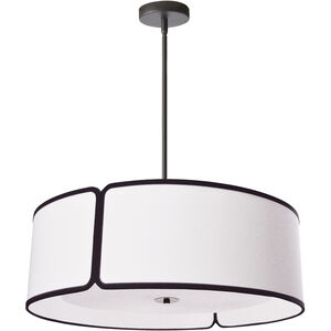 Notched Drum 4 Light 24 inch Black with White Pendant Ceiling Light