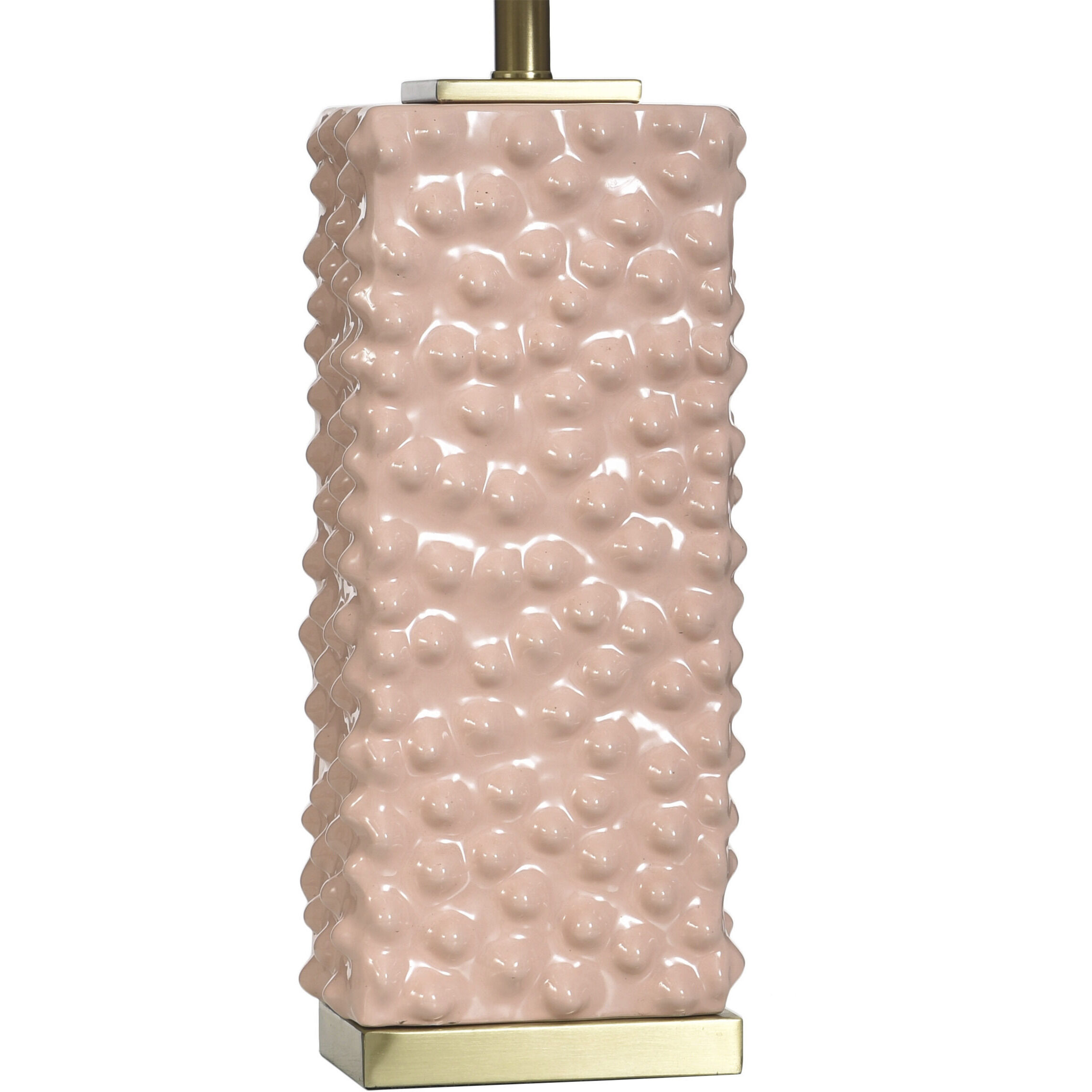 Edmund 30 inch 60 watt Polished Brass and Pearl Blush Table Lamp Portable Light