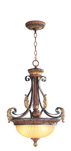 Villa Verona 3 Light 19 inch Verona Bronze with Aged Gold Leaf Accents Inverted Pendant Ceiling Light
