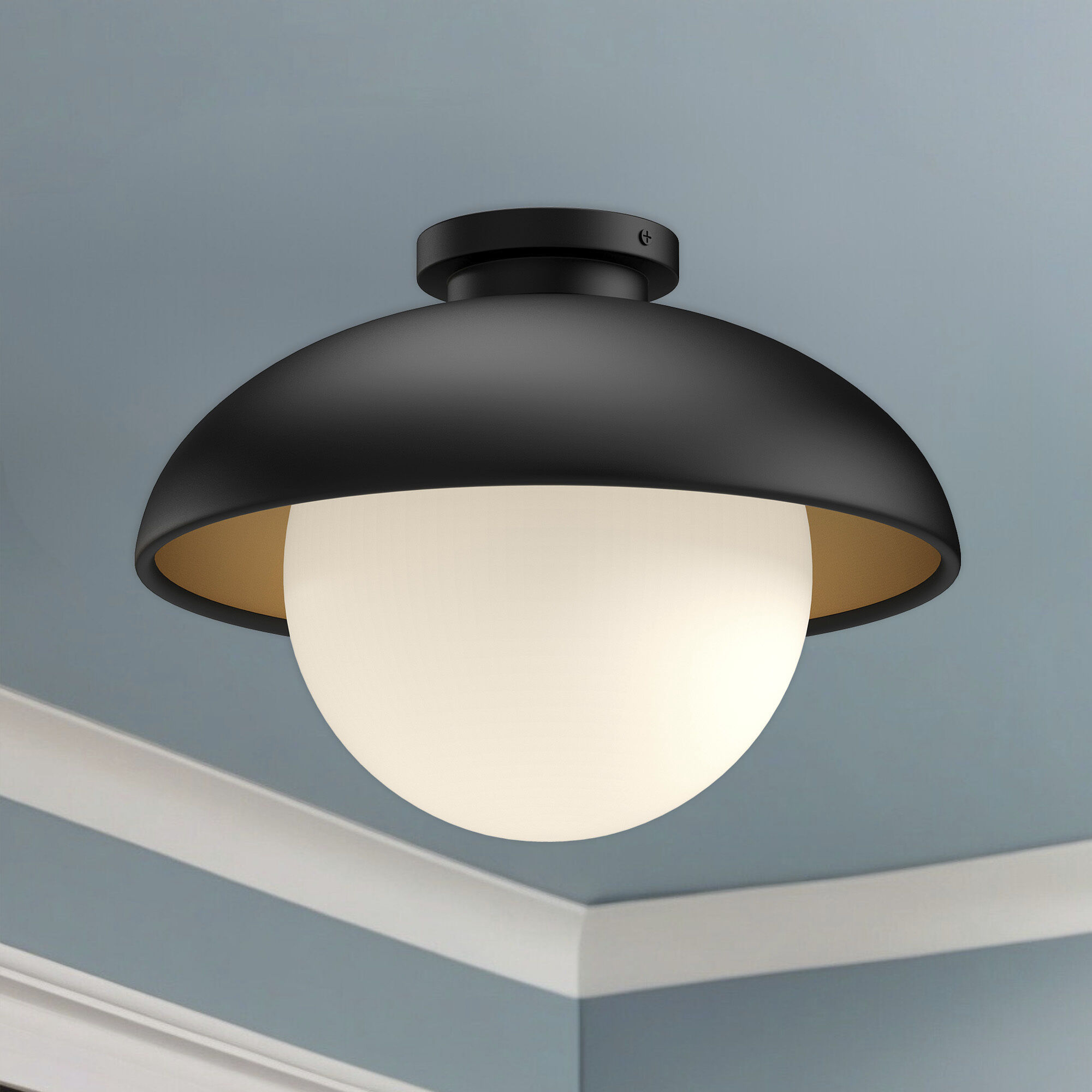 Alora Mood Rubio 1 Light 16 inch Matte Black Flush Mount Ceiling Light