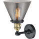 Franklin Restoration Large Cone LED 8 inch Black Antique Brass Sconce Wall Light, Franklin Restoration