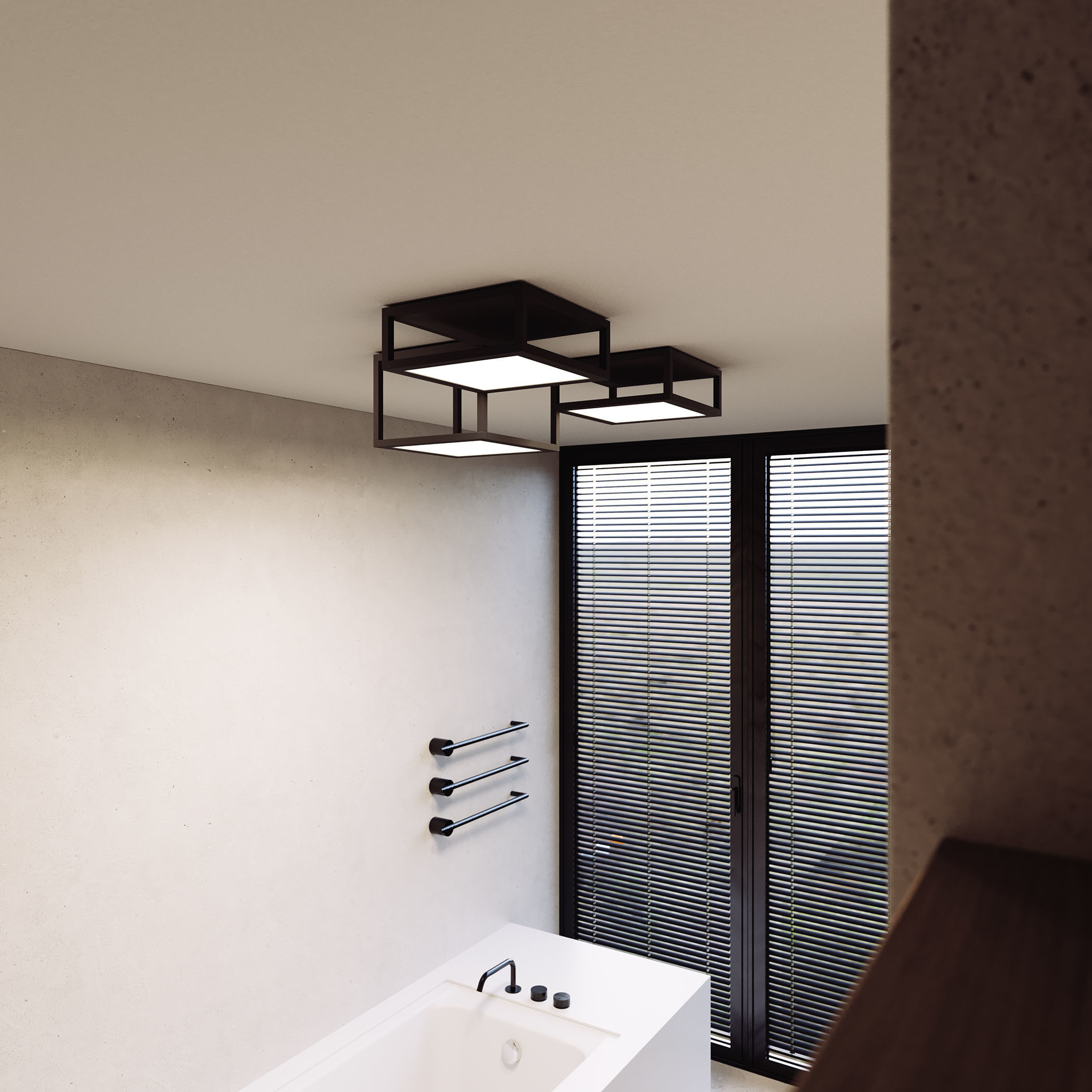 Cubix LED 37 inch Satin Black Surface Mount Ceiling Light