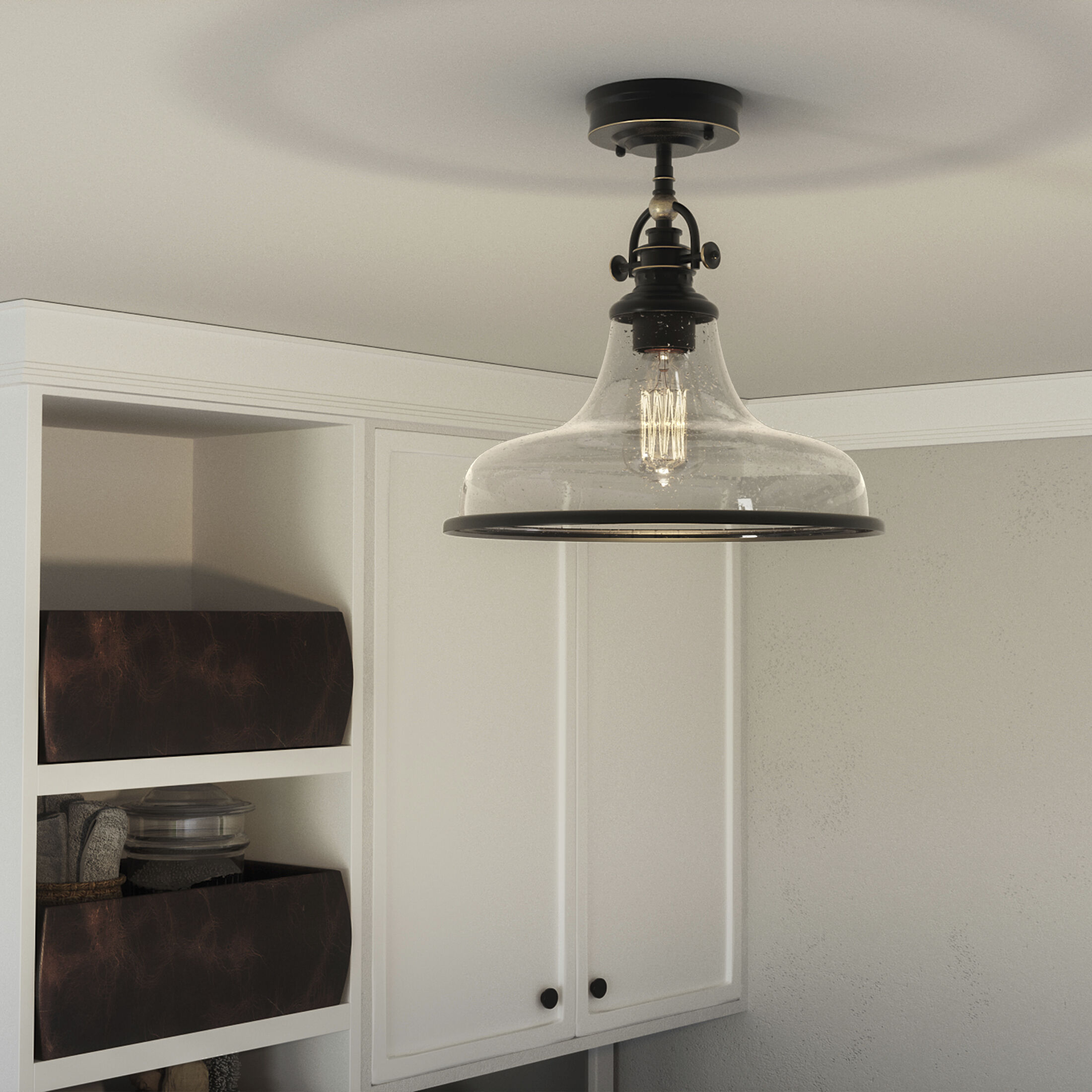 Grant 1 Light 14 inch Palladian Bronze Semi-Flush Mount Ceiling Light