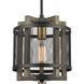 Woodbridge 1 Light 10 inch Matte Black with Weathered Oak and Brass Mini Pendant Ceiling Light