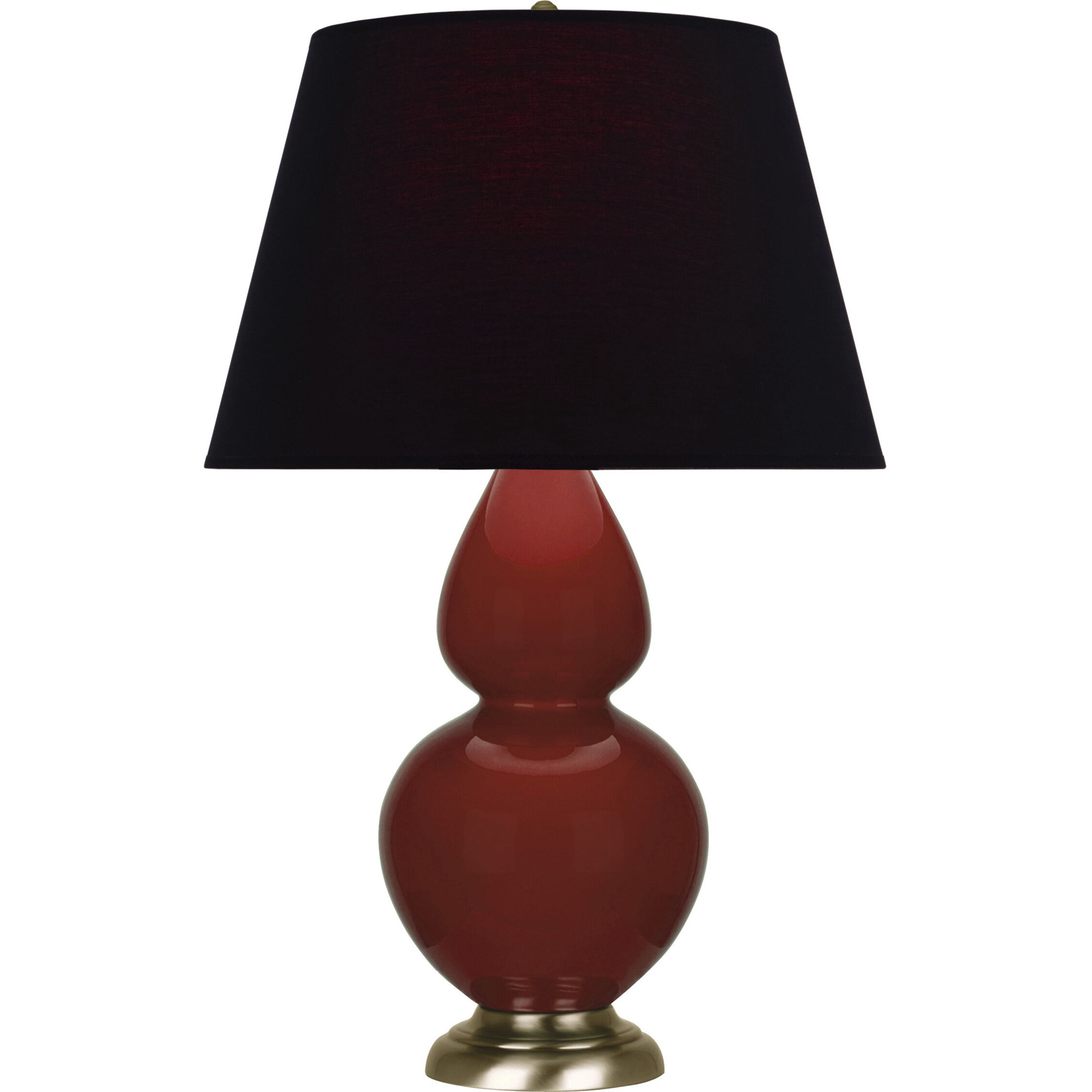 Double Gourd 31 inch 150 watt Oxblood with Antique Brass Table Lamp Portable Light in Ink Black with Rose Red