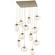 Cosmos LED LED Gilded Brass Chandelier Ceiling Light, Square Multi-Port