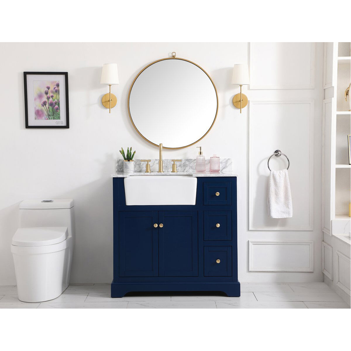 Franklin 36 X 22 X 35 inch Blue Bathroom Vanity Cabinet