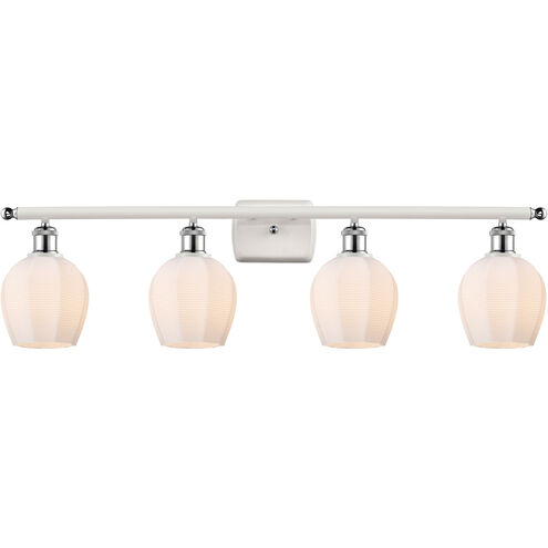 Ballston Norfolk LED 36 inch White and Polished Chrome Bath Vanity Light Wall Light in Matte White Glass