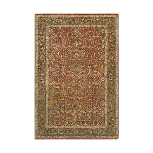 Pazyryk 36 X 24 inch Clay/Dark Brown/Butter/Lime/Sky Blue Rugs, Wool and Cotton
