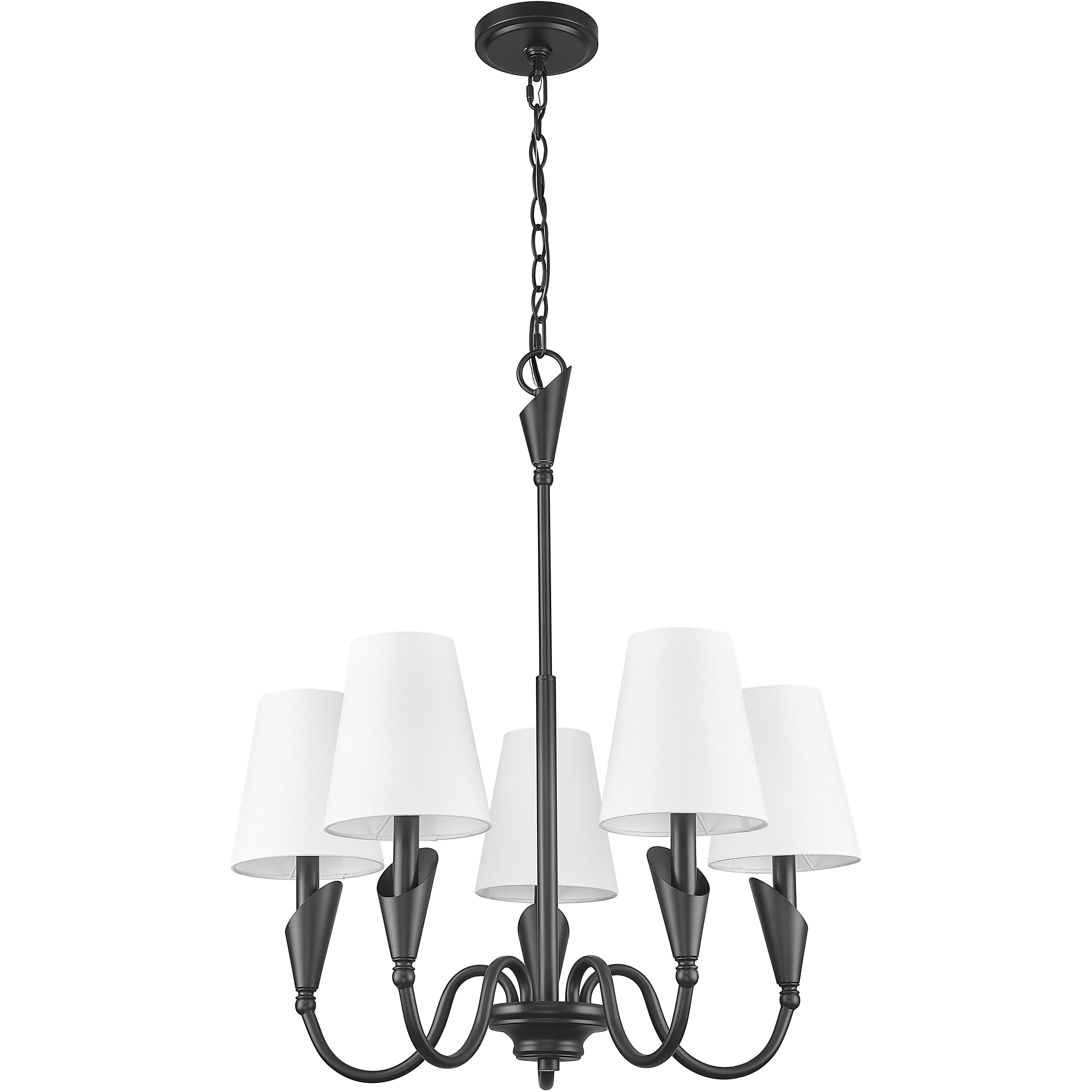 Claudelle 5 Light 24 inch Matte Black Chandelier Ceiling Light