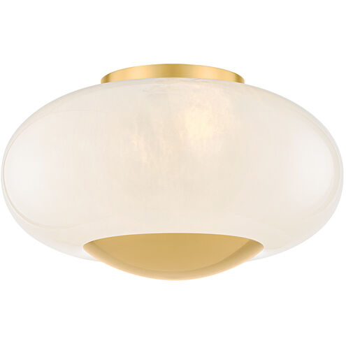 Lottie 2 Light 14 inch Aged Brass Flush Mount Ceiling Light
