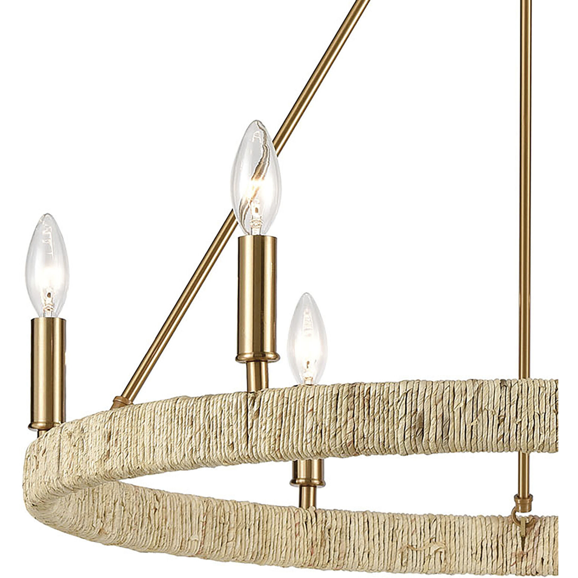 Abaca 6 Light 27 inch Satin Brass Chandelier Ceiling Light
