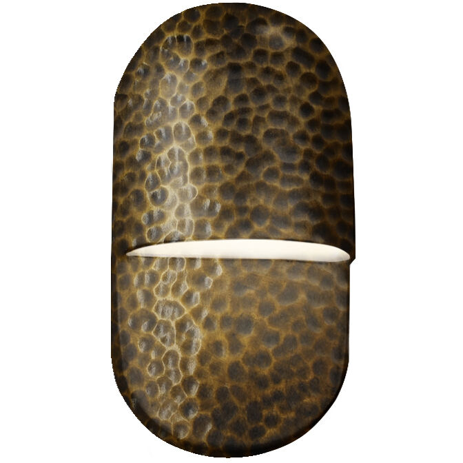 Ambiance Collection - Capsule LED 10 inch Hammered Brass Outdoor Wall Sconce, Form+Finish+Function