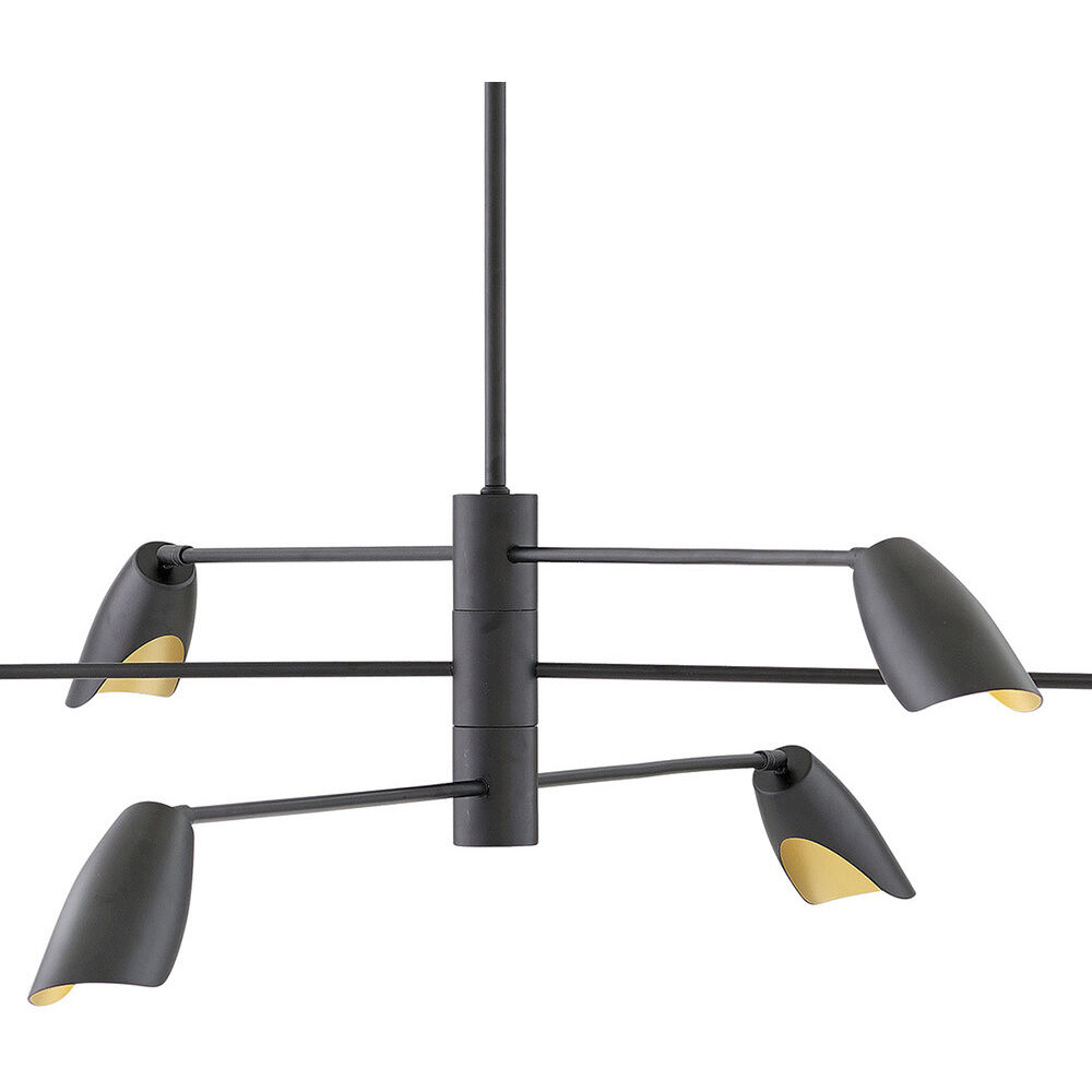 Bowery LED 50 inch Black Chandelier Ceiling Light, Semi-Flush Mount