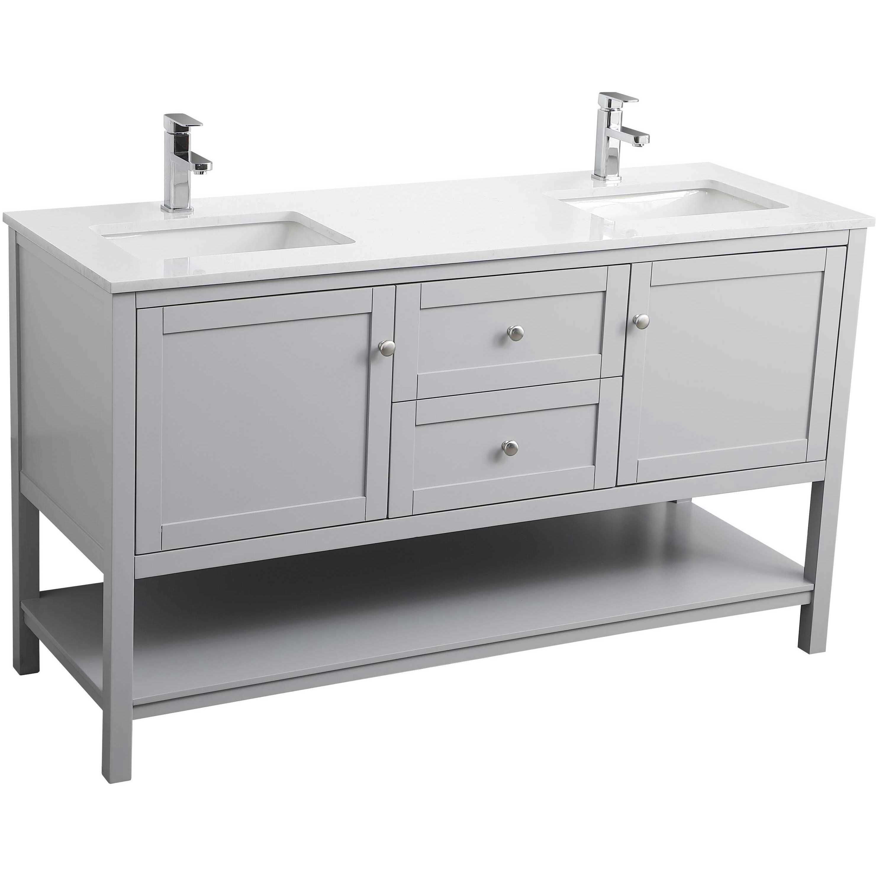 Heath 60 X 21.5 X 35 inch Grey Vanity Sink Set