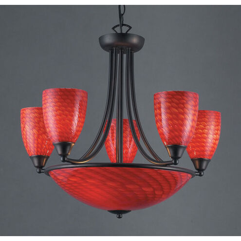 Arco Baleno 8 Light 23 inch Dark Rust with Red Chandelier Ceiling Light