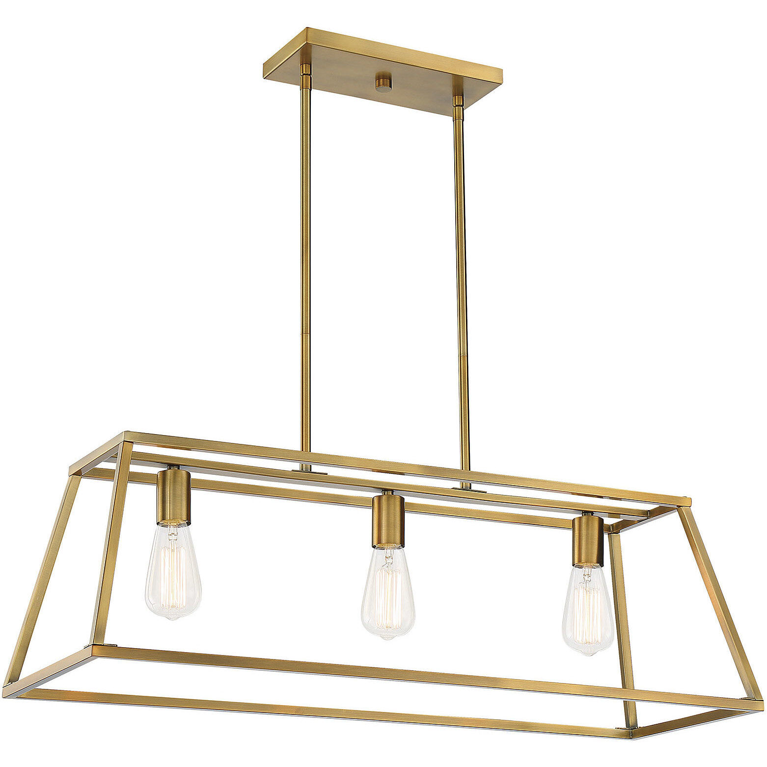 Denton 3 Light 32.75 inch Warm Brass Linear Chandelier Ceiling Light, Essentials