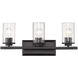 Mercer 3 Light 22 inch Matte Black Bath Vanity Wall Light in Matte Black/Matte Black