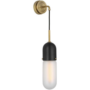 Thomas O'Brien Junio LED 4.25 inch Bronze and Brass Wall Light in Frosted Glass, Bronze and Hand-Rubbed Antique Brass