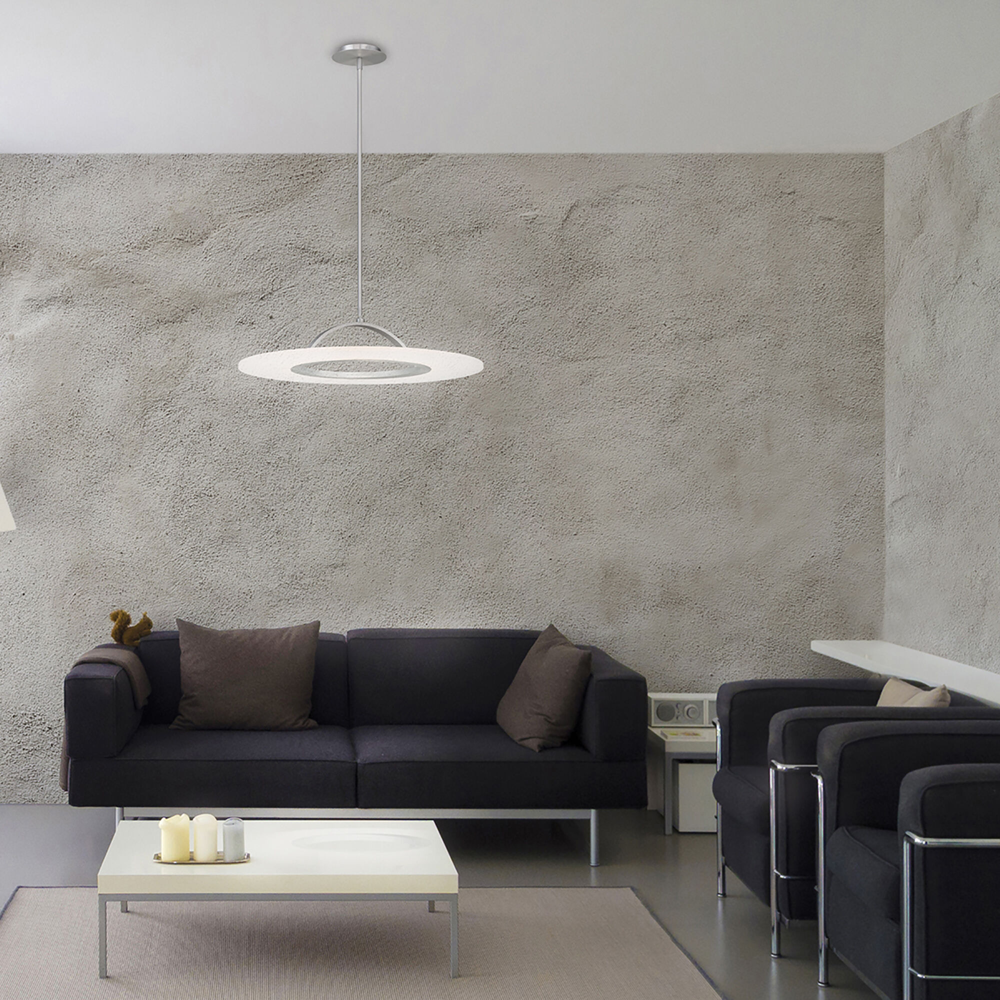 Elektron LED 28 inch Brushed Aluminum Semi-Flush Mount Ceiling Light, dweLED