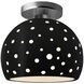 Perforated Globe Semi-Flush Ceiling Light in Brushed Nickel, Dedicated LED, Carbon Matte Black, 7W x 7H, Form+Finish+Function