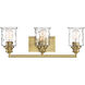 Drake 3 Light 24 inch Brushed Gold Bath Bar Wall Light