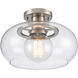 Clement 1 Light 13 inch Antique Nickel Semi Flush Mount Ceiling Light