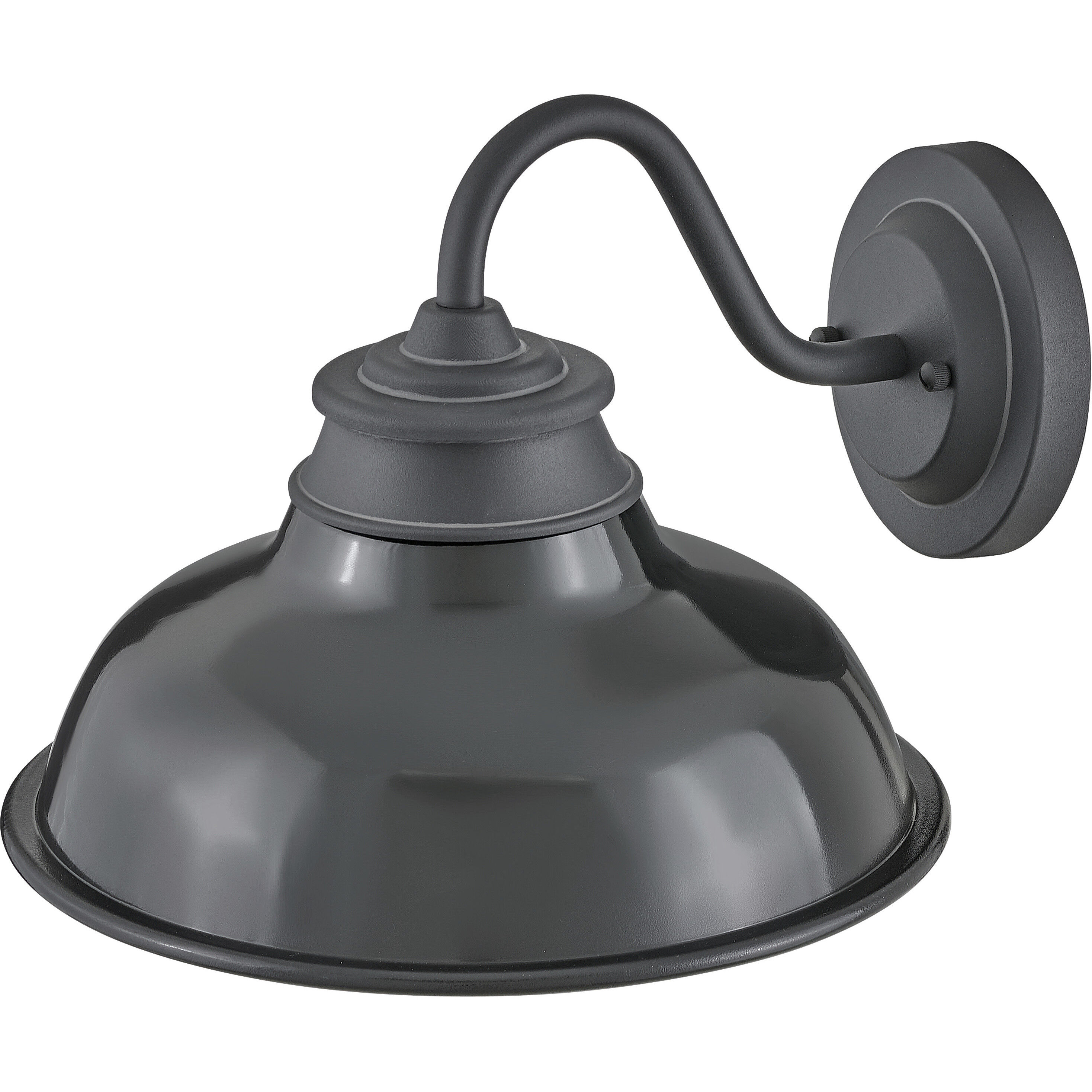 Wallace Outdoor Barn Light in Museum Black with Gloss Black, Gooseneck