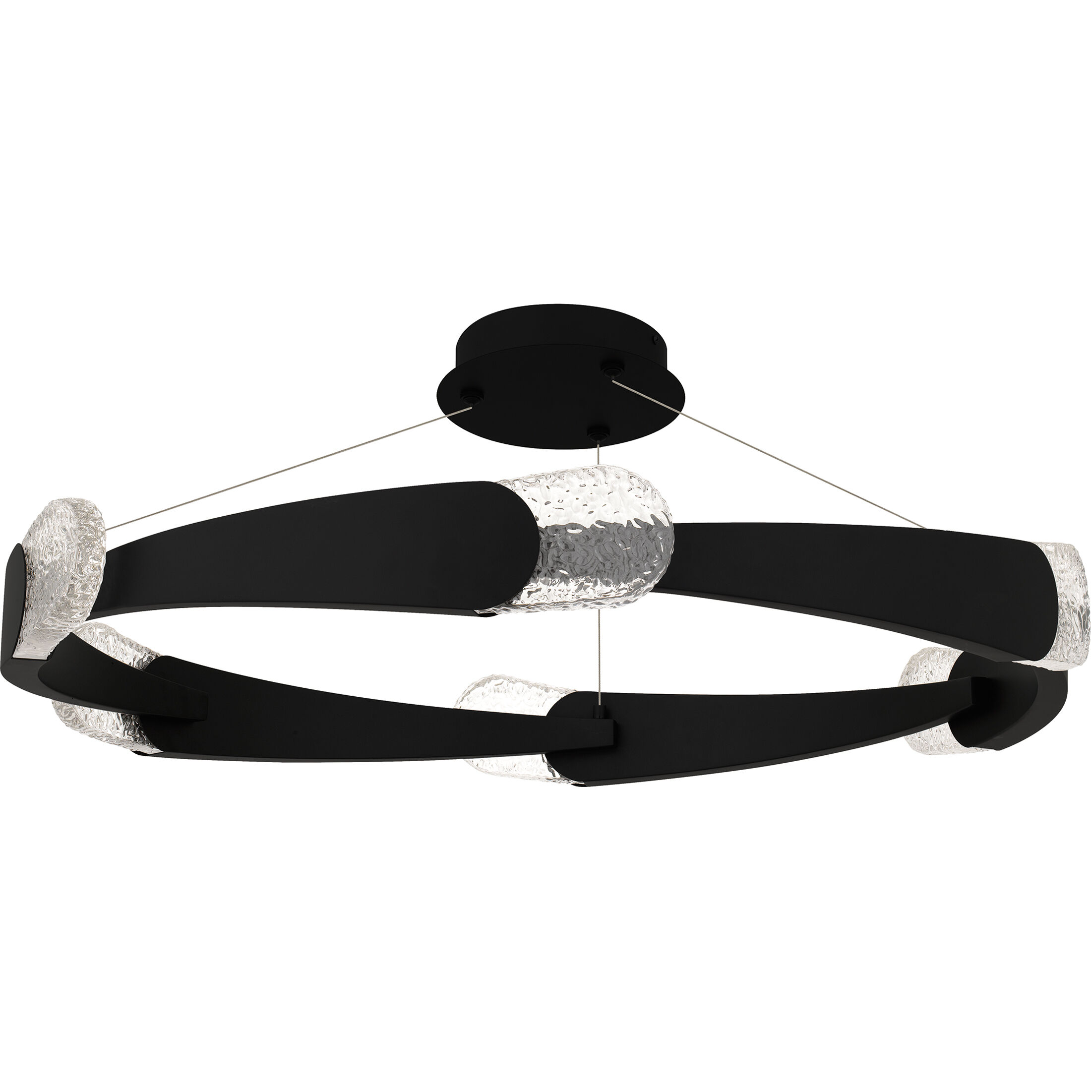 Saffron LED 34 inch Matte Black Semi-Flush Mount Ceiling Light, Extra Large