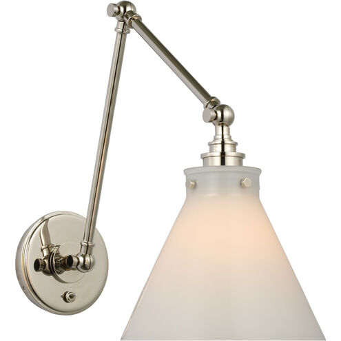 Chapman & Myers Parkington 15.5 inch 15.00 watt Polished Nickel Double Library Wall Light in White Glass