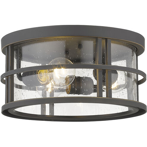 Jordan 3 Light 12 inch Oil Rubbed Bronze Outdoor Flush Ceiling Mount Fixture