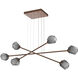 Gem LED Burnished Bronze Linear Multi-Pendant Ceiling Light in Smoke, 2700K LED, Triple Moda