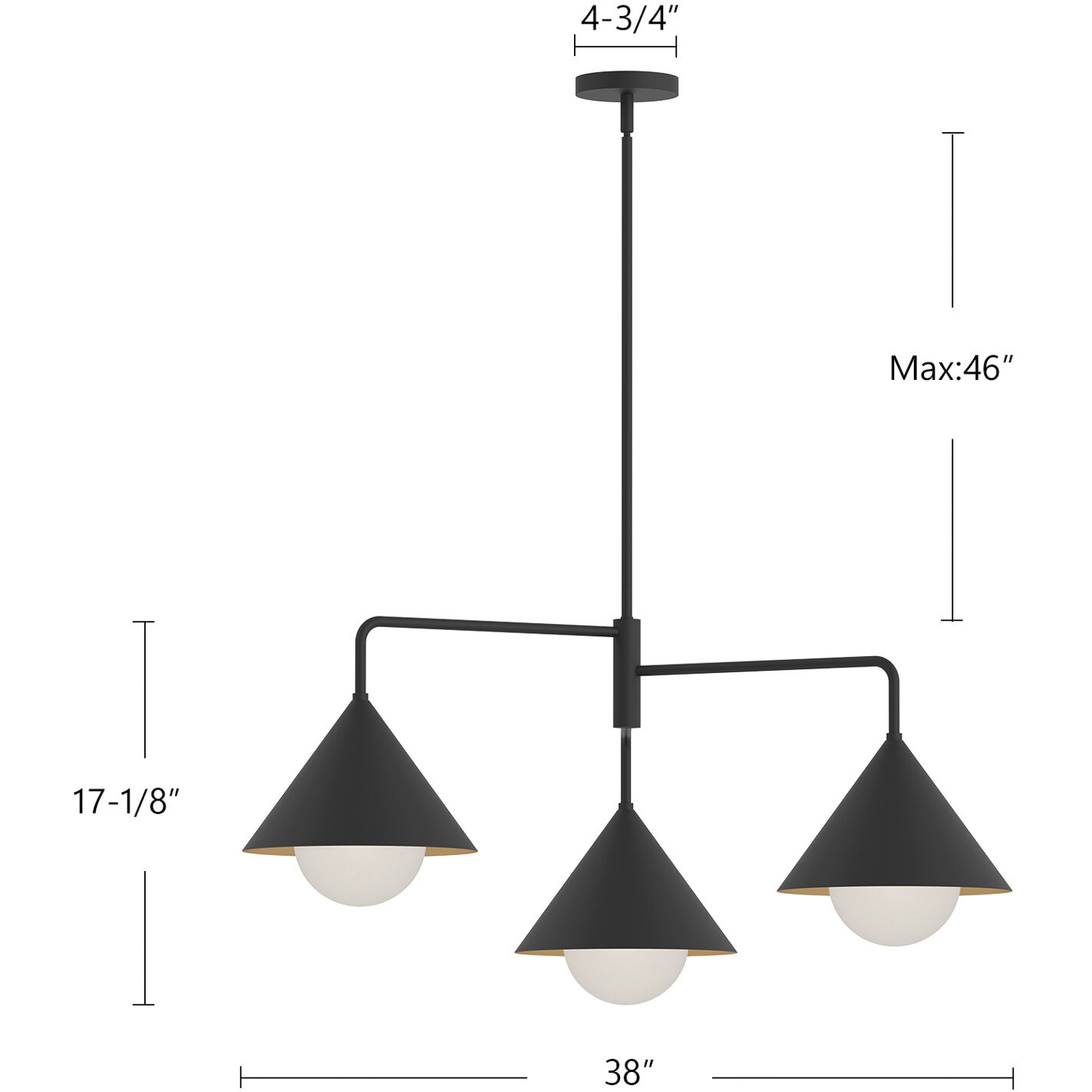 Alora Mood Remy 3 Light 38 inch Matte Black/Opal Glass Chandelier Ceiling Light