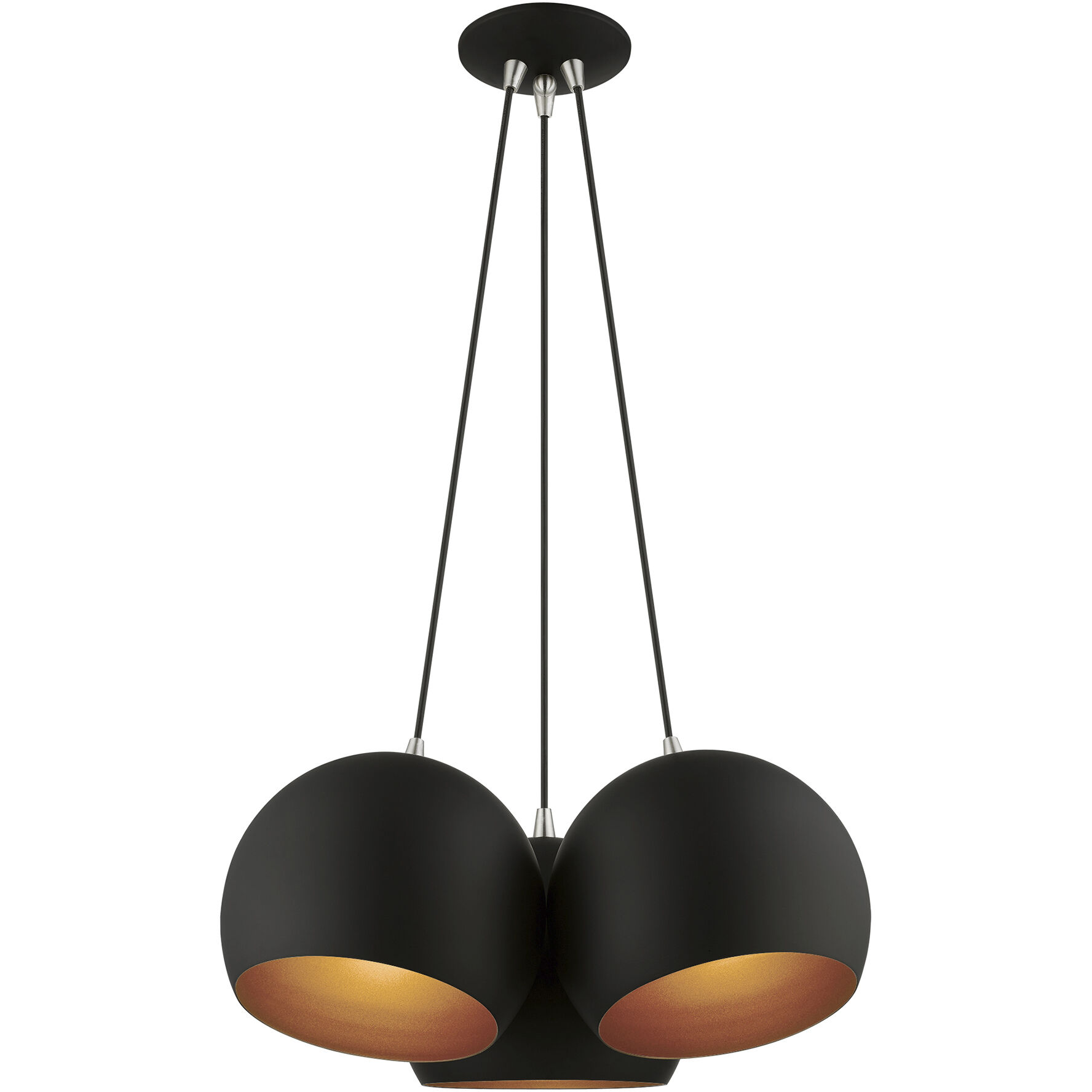 Piedmont 3 Light 22 inch Black with Brushed Nickel Accents Globe Pendant Ceiling Light
