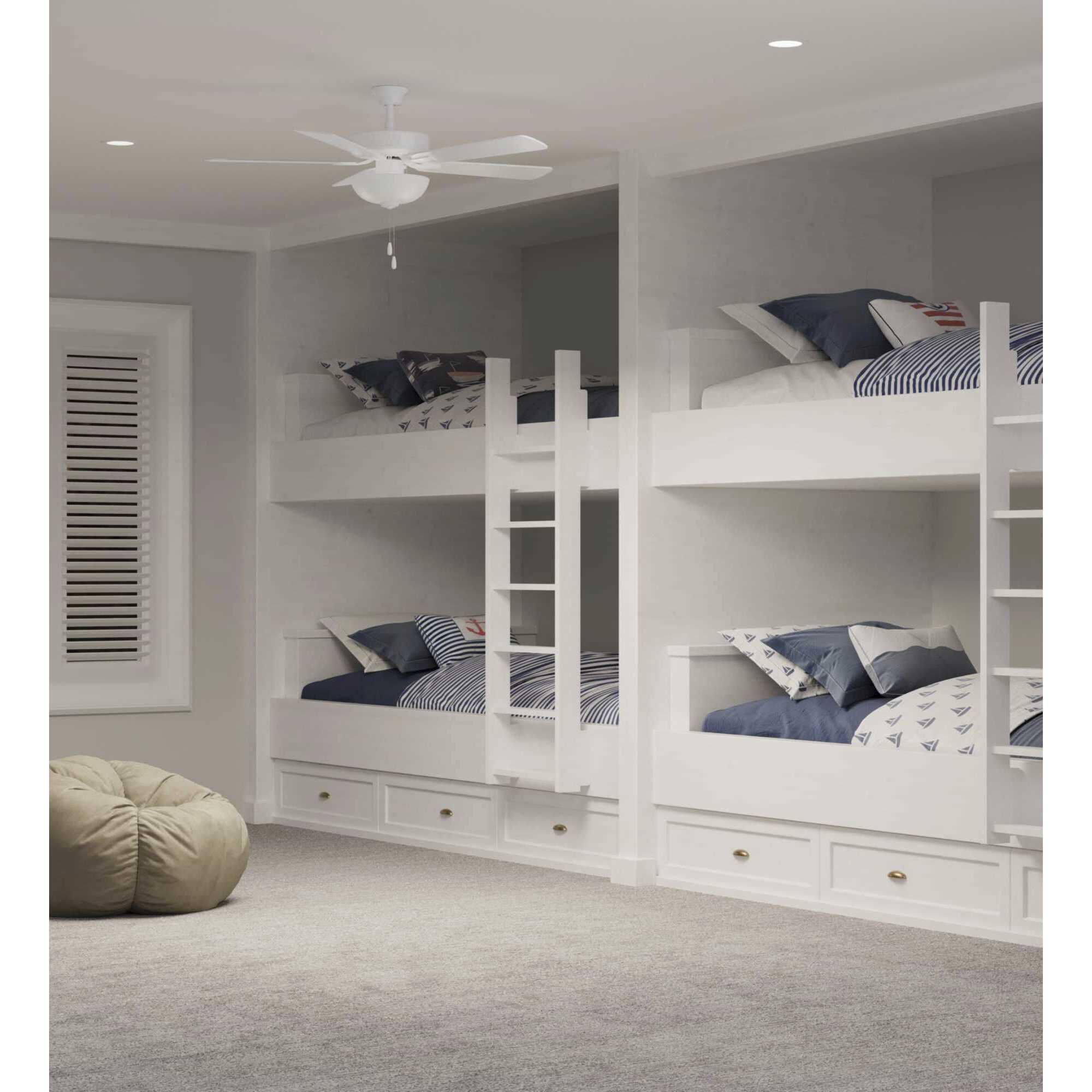 AirPro 52 inch White with White/Antique Wood Blades Ceiling Fan