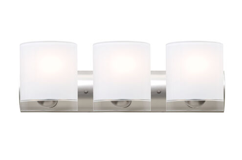Celtic 3 Light 22 inch Satin Nickel Vanity Wall Light in Opal Glossy/Clear Glass, Incandescent