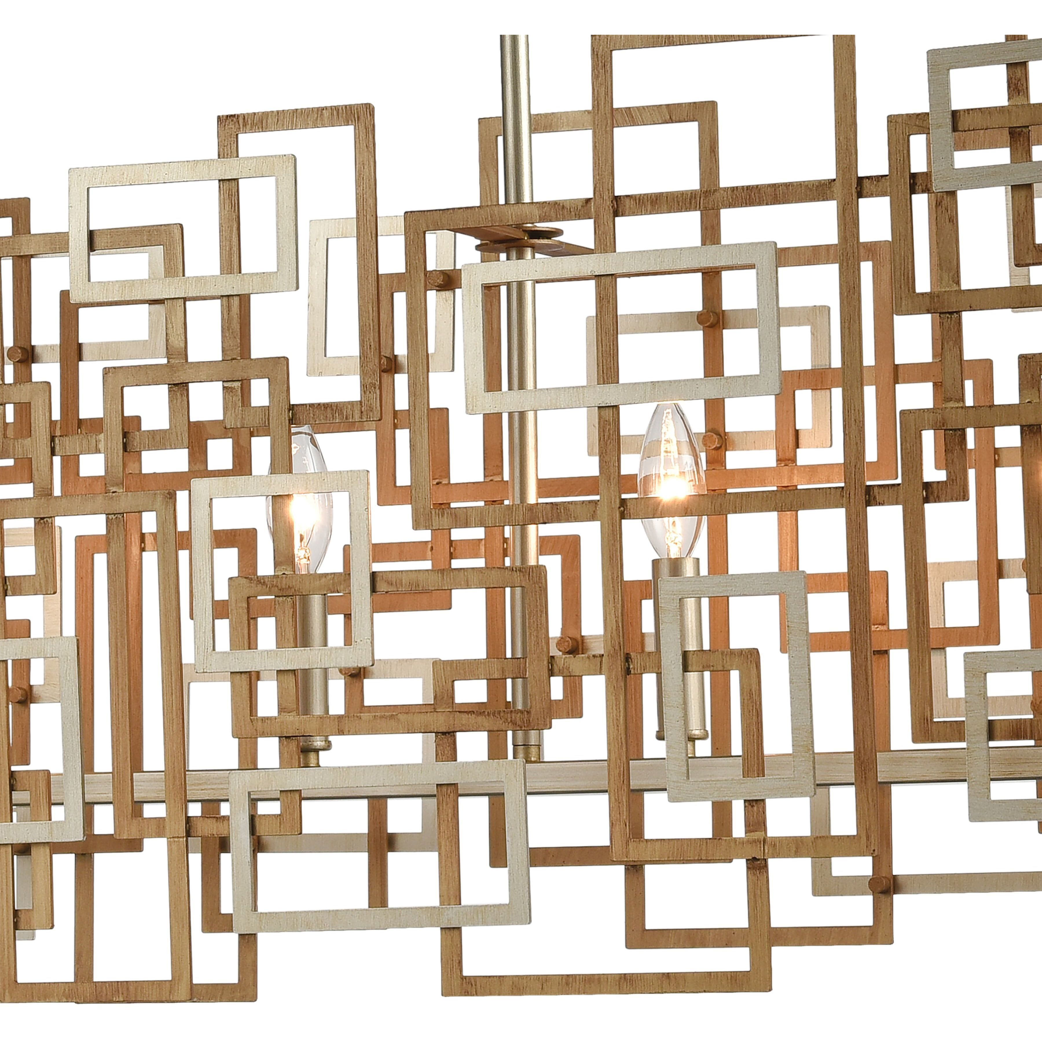 Gridlock 6 Light 44 inch Matte Gold Linear Chandelier Ceiling Light