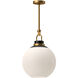 Copperfield 1 Light 15.75 inch Aged Gold Pendant Ceiling Light in Opal Glass
