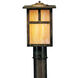 Mission 1 Light 10 inch Verdigris Patina Post Mount in White Opalescent, T-Bar Overlay