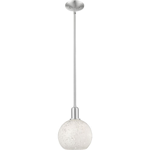 Arcadia White Mouchette 1 Light 8 inch Brushed Satin Nickel Mini Pendant Ceiling Light