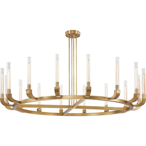 Flute 16 Light 72 inch Vintage Brass Chandelier Ceiling Light