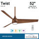 Twist 52 inch Distressed Koa Indoor Ceiling Fan, Wifi