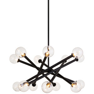 Matchstix 14 Light 39 inch Black Pendant Ceiling Light in Black and Clear