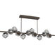 Luna LED 72 inch Flat Bronze Chandelier Ceiling Light in 2700K LED, Geo Inner - Smoke Outer, Twisted Branch