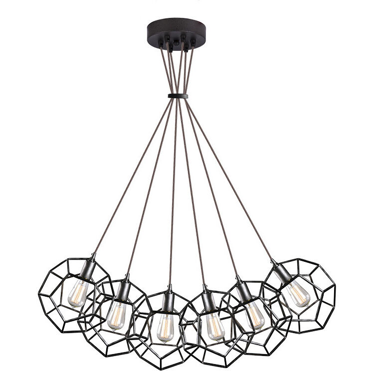 Geometry Series 6 Light 25 inch Rusty Black Pendant Ceiling Light