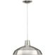 Metal Shade 1 Light Brushed Nickel Pendant Ceiling Light in Standard