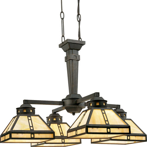 Arts and Crafts 4 Light 30 inch Weathered Bronze Chandelier Ceiling Light