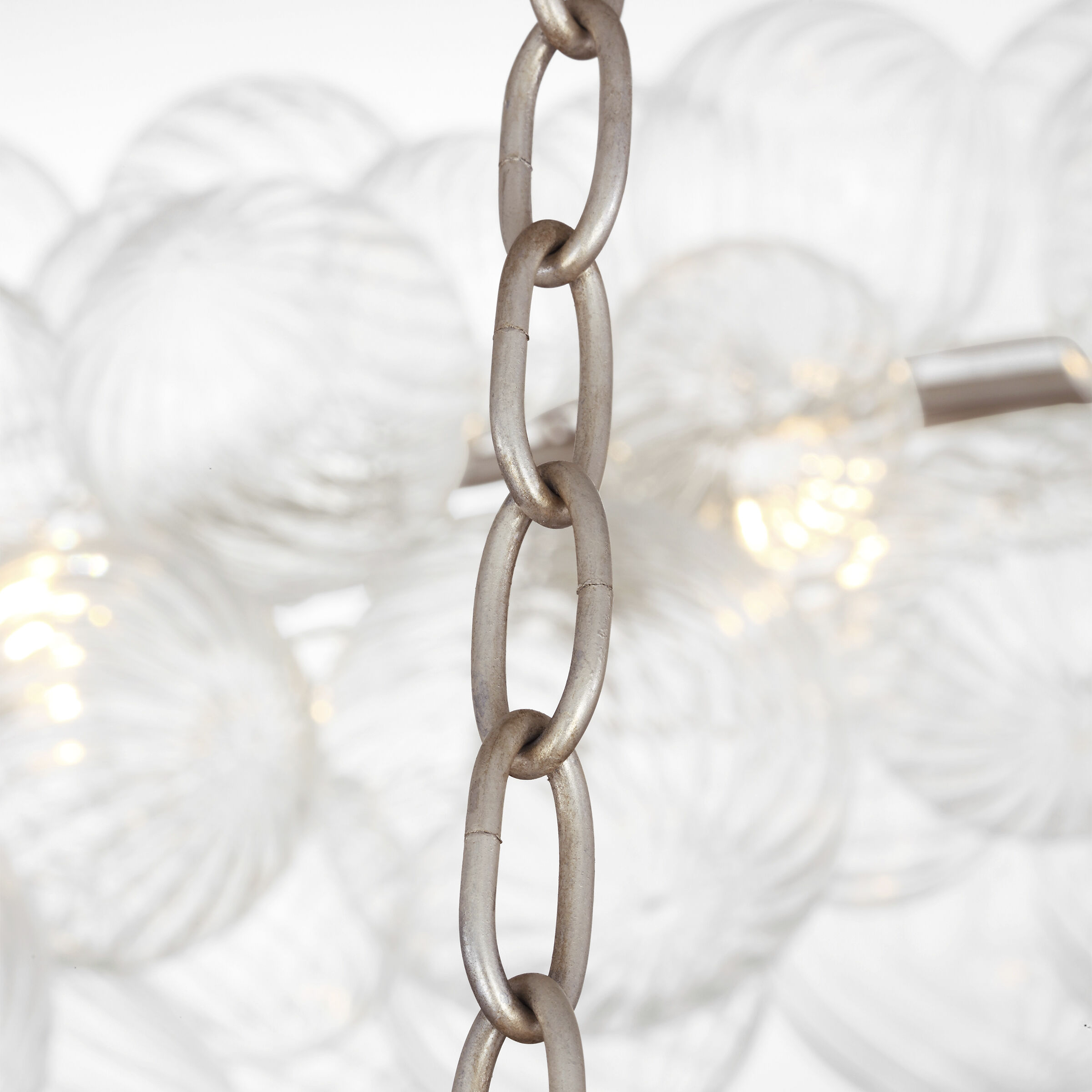 Julie Neill Talia LED 63 inch Burnished Silver Leaf and Clear Swirled Glass Ring Chandelier Ceiling Light in Burnished Silver Leaf and Clear Glass